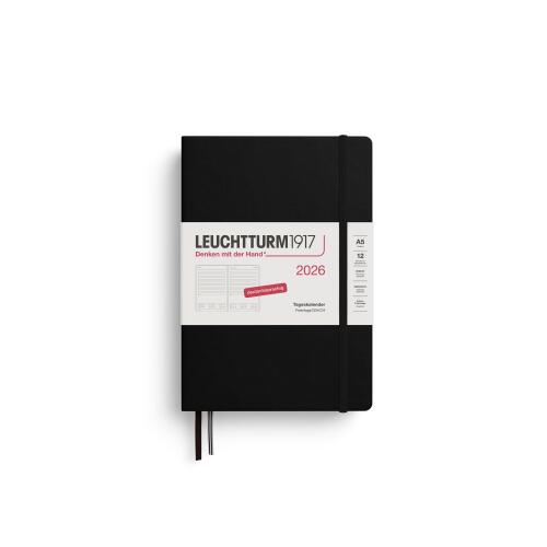 Leuchtturm1917 Tageskalender 2026 Medium A5 Hardcover Schwarz