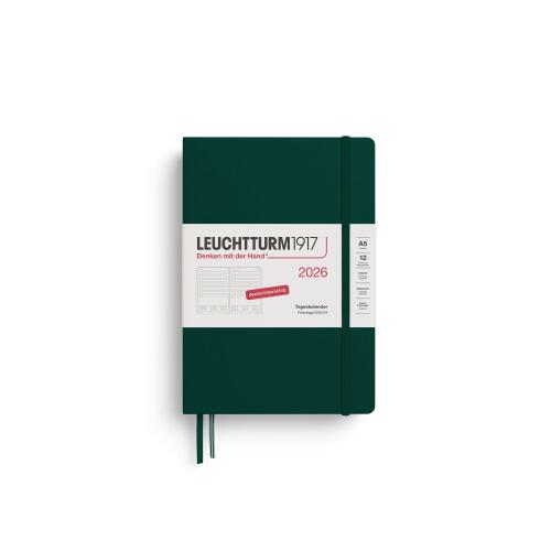 Leuchtturm1917 Tageskalender 2026 Medium A5 Hardcover Forest Green