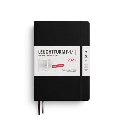 Leuchtturm1917 Tageskalender 2026 Dotted Medium A5 Hardcover Schwarz