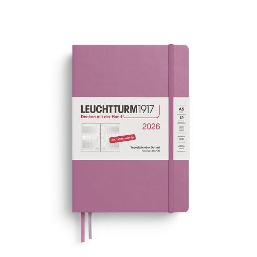 Leuchtturm1917 Tageskalender 2026 Dotted Medium A5 Hardcover Dusty Rose