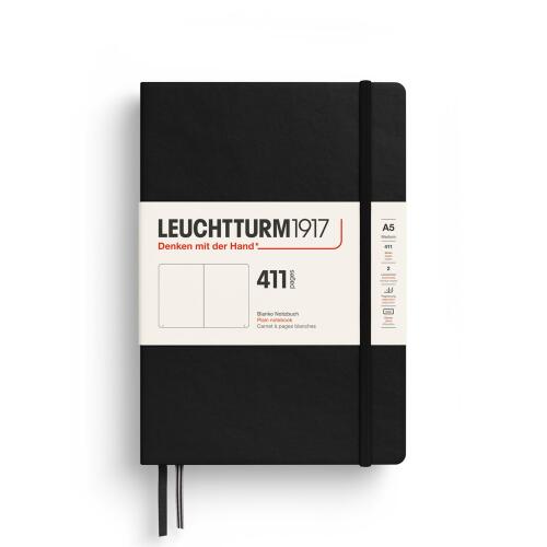 Leuchtturm1917 Notizbuch 411 Medium A5 Hardcover Schwarz Blanko