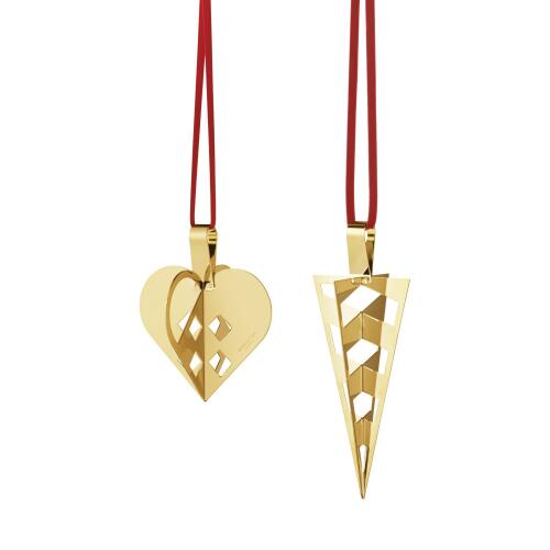 Georg Jensen Weihnachtsschmuck 2025 Ornamente Herz & Spitztüte Vergoldet