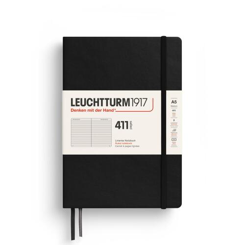 Leuchtturm1917 Notizbuch 411 Medium A5 Hardcover Schwarz Liniert (mit 2026-Fehlprägung)