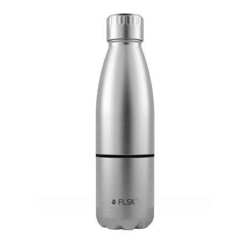 FLSK Trinkflasche mit Becher Edelstahl Gebürstet 700 ml