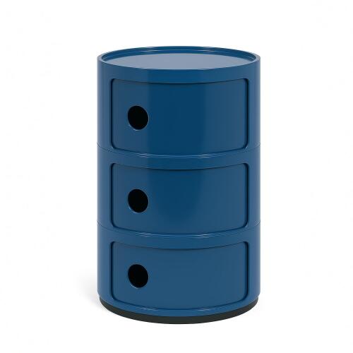Kartell Componibili Container mit drei Fächern Blau