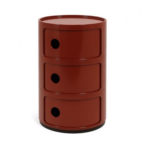 Kartell Componibili Container mit drei Fächern Bordeaux