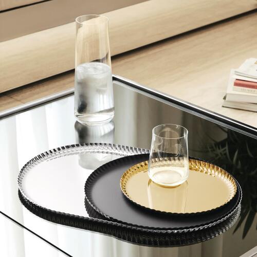 Alessi Pleats Tablett Rund Groß Schwarz