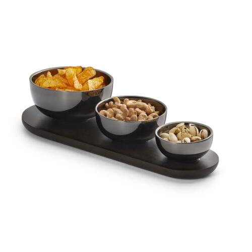 Philippi Trio Schalen-Set mit Holztablett