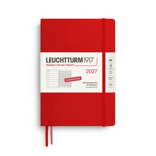Leuchtturm1917 Wochenkalender 2027 & Notizbuch Medium A5 Hardcover Cherry