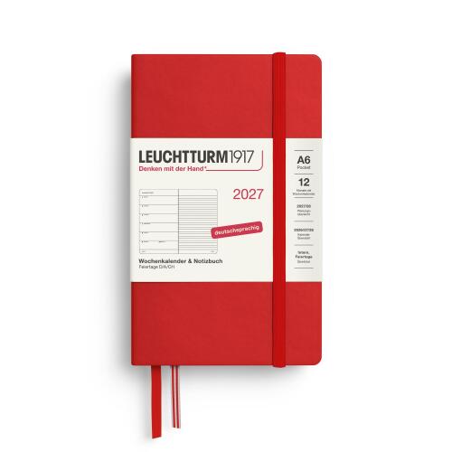 Leuchtturm1917 Wochenkalender 2027 & Notizbuch Pocket A6 Hardcover Cherry