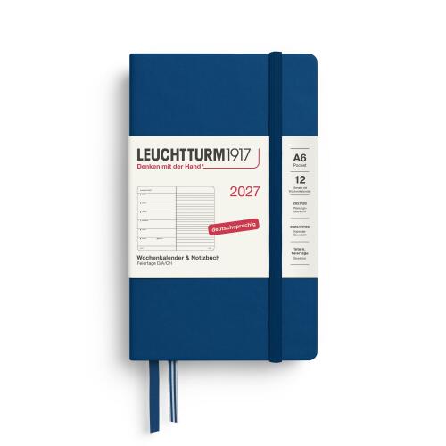Leuchtturm1917 Wochenkalender 2027 & Notizbuch Pocket A6 Hardcover Indigo