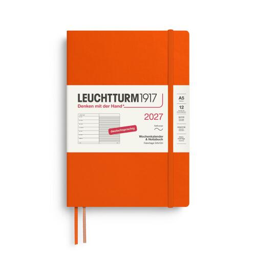 Leuchtturm1917 Wochenkalender 2027 & Notizbuch Medium A5 Softcover Pumpkin