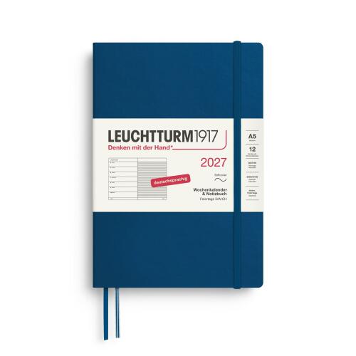 Leuchtturm1917 Wochenkalender 2027 & Notizbuch Medium A5 Softcover Indigo