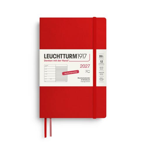 Leuchtturm1917 Wochenkalender 2027 & Notizbuch Paperback B6+ Softcover Cherry