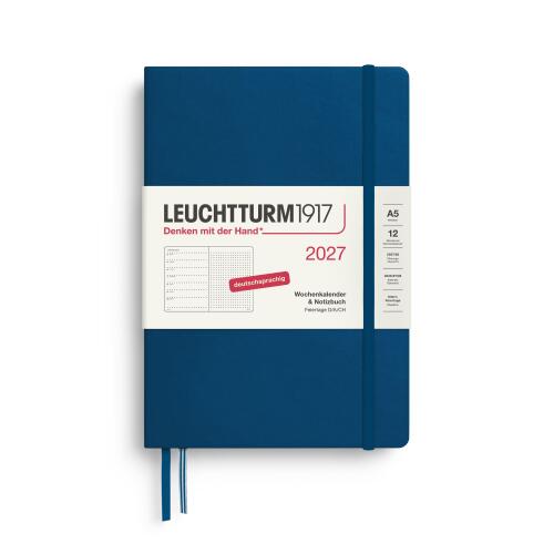 Leuchtturm1917 Wochenkalender 2027 & Notizbuch Dotted Medium A5 Hardcover Indigo