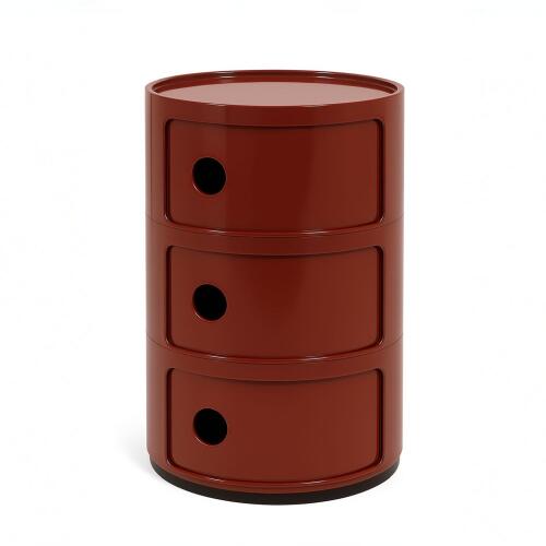 Kartell New Big Componibili Container mit drei Fächern Bordeaux