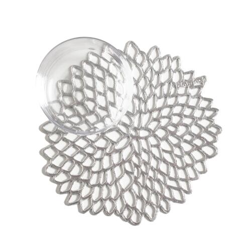 Chilewich Glasuntersetzer Dahlia Silver 6er Set