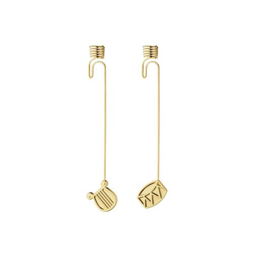 Georg Jensen Weihnachtsschmuck 2026 Kerzenhalter-Set Trommel & Harfe Vergoldet