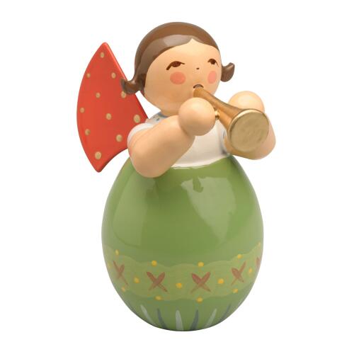 Wendt & Kühn Engel mit Flöte in grün gemustertem Ei 651/4