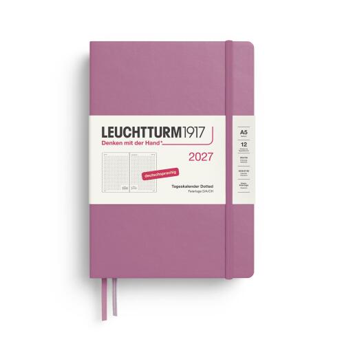 Leuchtturm1917 Tageskalender 2027 Dotted Medium A5 Hardcover Dusty Rose