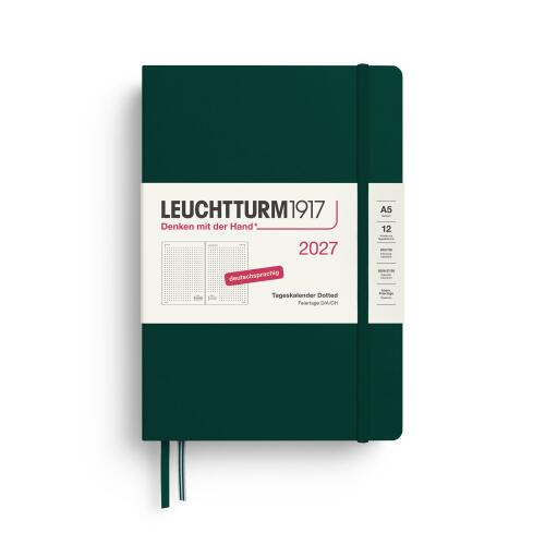 Leuchtturm1917 Tageskalender 2027 Dotted Medium A5 Hardcover Forest Green
