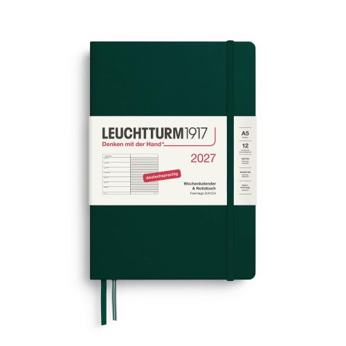 Leuchtturm1917 Wochenkalender 2027 & Notizbuch Medium A5 Hardcover Forest Green