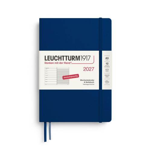 Leuchtturm1917 Wochenkalender 2027 & Notizbuch Medium A5 Hardcover Marine