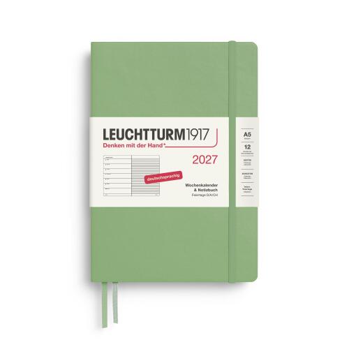 Leuchtturm1917 Wochenkalender 2027 & Notizbuch Medium A5 Hardcover Salbei