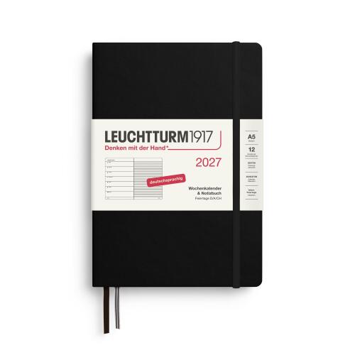 Leuchtturm1917 Wochenkalender 2027 & Notizbuch Medium A5 Hardcover Schwarz