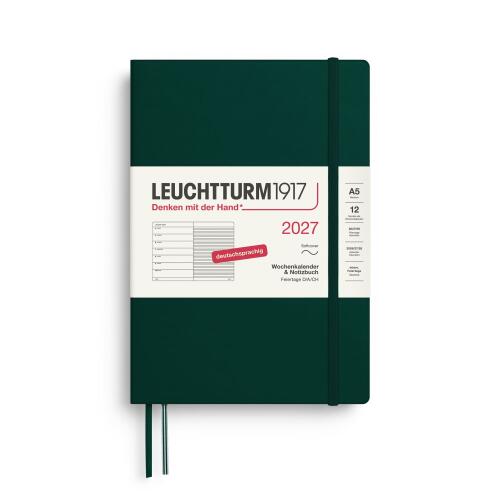 Leuchtturm1917 Wochenkalender 2027 & Notizbuch Medium A5 Softcover Forest Green