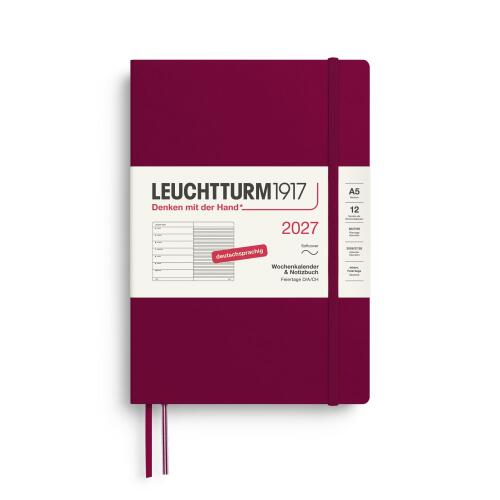 Leuchtturm1917 Wochenkalender 2027 & Notizbuch Medium A5 Softcover Port Red