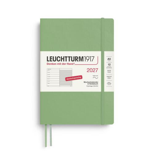 Leuchtturm1917 Wochenkalender 2027 & Notizbuch Medium A5 Softcover Salbei