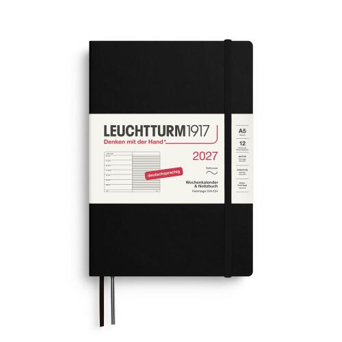 Leuchtturm1917 Wochenkalender 2027 & Notizbuch Medium A5 Softcover Schwarz