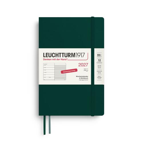 Leuchtturm1917 Wochenkalender 2027 & Notizbuch Paperback B6+ Softcover Forest Green