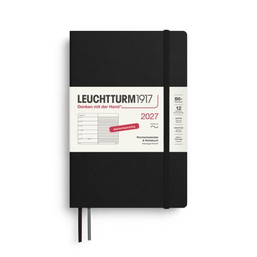 Leuchtturm1917 Wochenkalender 2027 & Notizbuch Paperback B6+ Softcover Schwarz