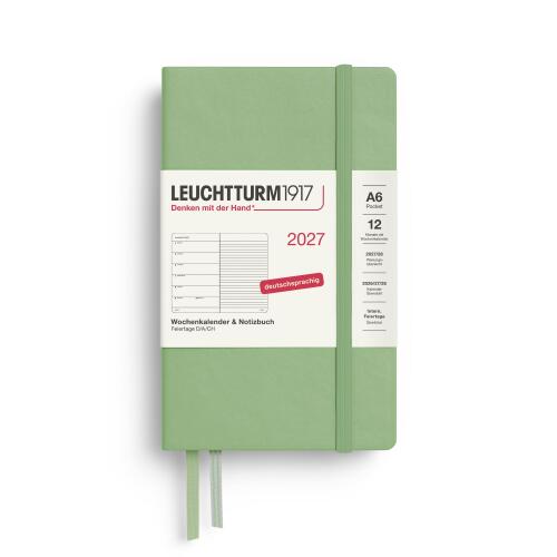 Leuchtturm1917 Wochenkalender 2027 & Notizbuch Pocket A6 Hardcover Salbei