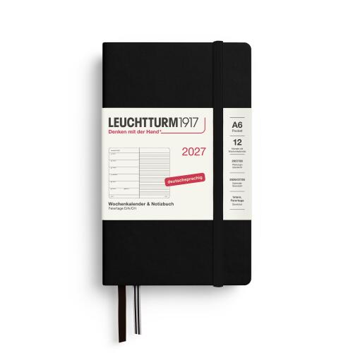 Leuchtturm1917 Wochenkalender 2027 & Notizbuch Pocket A6 Hardcover Schwarz