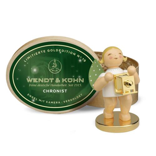 Wendt & Kühn Goldedition No 19 Chronist Engel mit Kamera Vergoldet Limitiert Blond 650/302/LE