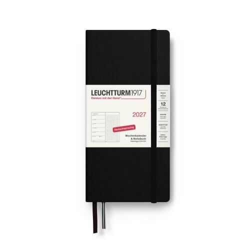Leuchtturm1917 Wochenkalender 2027 & Notizbuch Wallet B6+ x A6 Schwarz