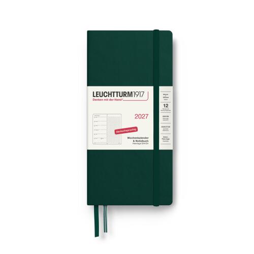 Leuchtturm1917 Wochenkalender 2027 & Notizbuch Wallet B6+ x A6 Forest Green