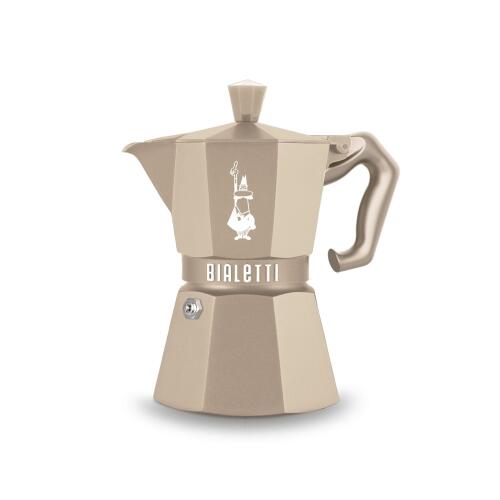 Bialetti Espressokocher Moka Express Induktion Cremé für 3 Tassen