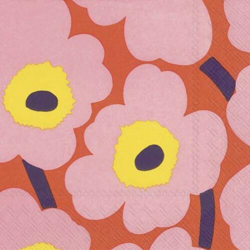 IHR Ideal Home Range Lunch Servietten Unikko Rose Orange 33 x 33 cm