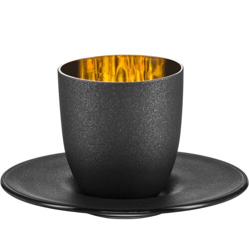 Eisch Cosmo Espressobecher mit Untersetzer Gold 109/6 in Geschenkröhre