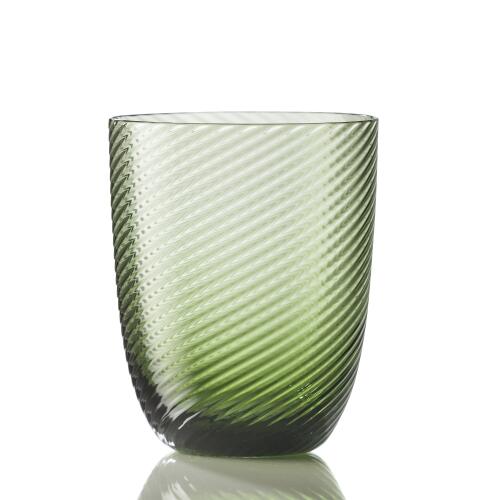 NasonMoretti Idra Wasserglas Flaschengrün Rigadin Ritorto