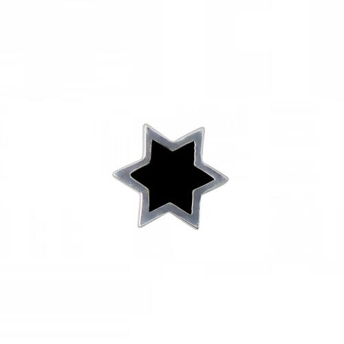 Design Letters Charm Stern Emaille Schwarz Sterlingsilber