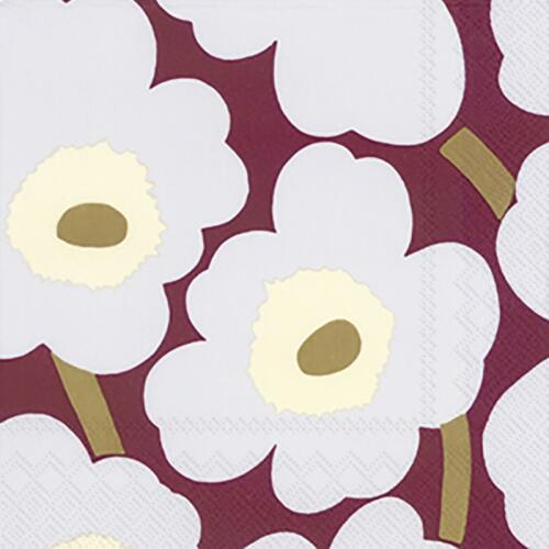 IHR Ideal Home Range Cocktail Servietten Unikko Bordeaux 25 x 25 cm