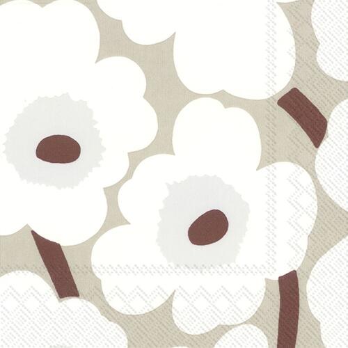 IHR Ideal Home Range Lunch Servietten Unikko White Linen 33 x 33 cm