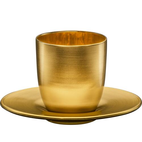 Eisch Cosmo Espressobecher mit Untersetzer Vollgold 109/6 in Geschenkröhre