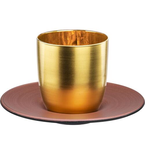 Eisch Cosmo Espressobecher mit Untersetzer Gold-Kupfer 109/6 in Geschenkröhre