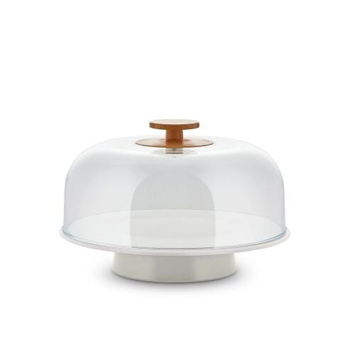 Alessi Mattina Tortenplatte mit Deckel Warm Grey
